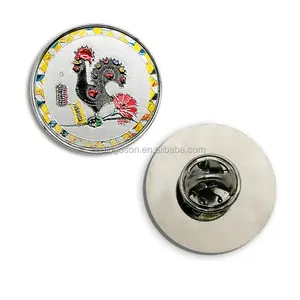 Custom Logo Round Shape Lapel Pins Ready in Stock Metallic Foil Garment Badges Hat Pin