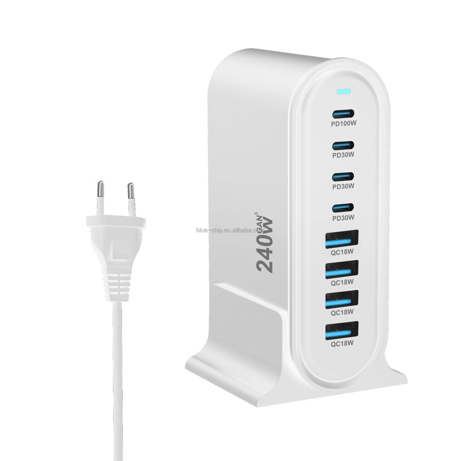 Blanco: enchufe europeo de 240 W.