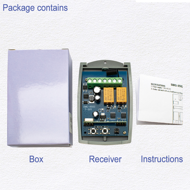 433MHz Universal Wireless AC/DC 7-32V 220V RF Receiver Transmitter Fixed/Learning Code CE Certified Smart Garage Door Control