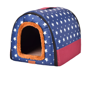 Lit pour chien en forme d'ellipse en tissu nylon à motif uni, lavable en machine, avec lit amovible antidérapant - Product Image 1