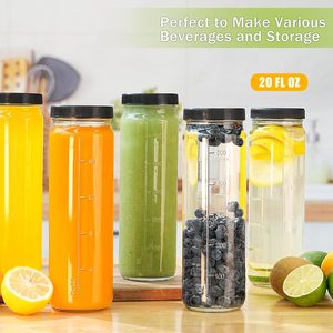 20 oz Thủy Tinh Ép chai hình trụ uống lọ cao <span class=keywords><strong>Mason</strong></span> đóng hộp <span class=keywords><strong>Jar</strong></span> <span class=keywords><strong>600</strong></span> <span class=keywords><strong>ml</strong></span> du lịch cốc nước cho nước trái cây Smoothie vani - Product Image 5