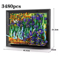 21333 Reobrix 66701 Bloques de Construcción de Flores de Iris, Clúster de Flores Estereoscópicas en 3D, 3480 Piezas, Juguete de Regalo para Adultos