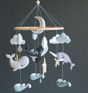 Carillon à vent en gros, jouet suspendu pour berceau de bébé boho lit de bébé Mobile <span class=keywords><strong>pépinière</strong></span> tricotée personnages sous-marin baleine <span class=keywords><strong>dauphin</strong></span> - Product Image 1
