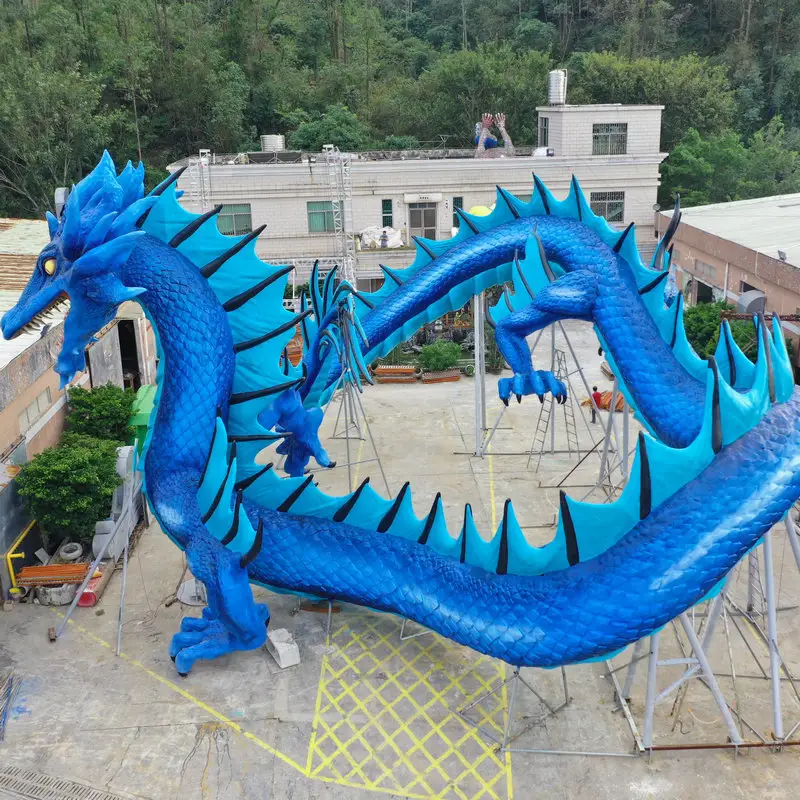 L56m large FRP dragon sculpture very big fiberglass dragon landscape statue big customized project for landscape park