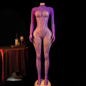 Women Sexy Snake Print <strong>Sheer</strong> Mesh Bodysuit Long Sleeve Turtleneck Full Body Stocking Lace Lingerie Stretchy Seamless <strong>Catsuit</strong> - Product Image 6