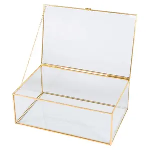 Acrylic Keepsake Box with Hinged Lid for Women and Girls Suitable for Storage Trinkets Flowers and More Vintage Brass Frame