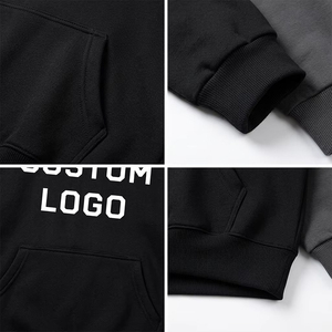 Felpa Personalizzata Cenloong con Spalle Scese, Oversize, Nera, Stile Streetwear, con Cappuccio per Uomo - Product Image 2