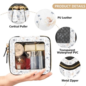 Wholesale Customs logo clear Cosmetic Bag Waterproof Leather Travel Bag Make up Zipper Bag - Product Image 5