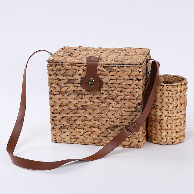 Handwoven Water Hyacinth Seagrass Storage Basket