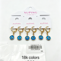 Boucles d'oreilles pendantes XUPING plaquées or 18 carats avec breloque œil en émail, style huggie, pour femme, bijoux de mode quotidiens