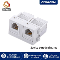 Modul Jaringan Keystone Jack Cat6 2 Port RJ45 Ysj HB Cat 6, Tanpa Alat, IDC Punch Down, Putih, untuk Panel Dinding/Patch Panel