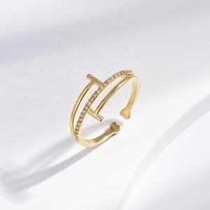 factory price plata 925 sterling <b>silver</b> hip hop three layers <b>ring</b> fashion open chunky 14k gold plated <b>adjustable</b> <b>rings</b> for girls - Product Image 4