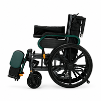 Fauteuil roulant zéro gravité en aluminium avec repose-jambes amovibles et relevables, accoudoirs rabattables, roues amortissantes