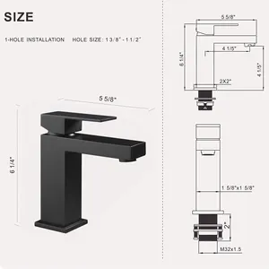 Bathroom Brass Faucet Luxury Designed Bathroom Single Hole CUPC Brass Lavatory Black Basin Faucet Shipping From The United States