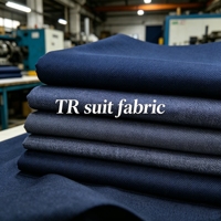 Tissu de costume en twill uni extensible de haute qualité pour hommes et garçons, en polyester et viscose TR, vente en gros