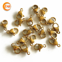 Vente en gros de fermoirs en acier inoxydable plaqué or 18 carats de haute qualité, 9 mm, pour bijoux