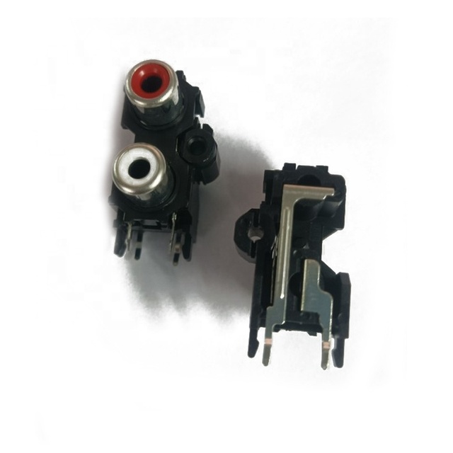 Good Quality 4pin Gold Plated Rca Female Connectors RCA Female Pcb Surface Mounting Jacking RCA Port 2 Pin Hole Av Audio Jack