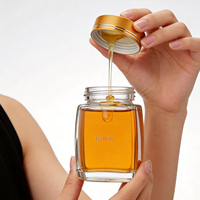 Frasco de Vidrio Transparente de Alta Calidad, Vacío, de 200ml, 300ml, 350ml, para Miel, con Cuello Roscado, para Alimentos