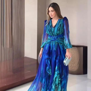 Vestito <span class=keywords><strong>Lungo</strong></span> Elegante da Donna in <span class=keywords><strong>Chiffon</strong></span> Stile Francese Retrò, Nuova Collezione Autunno 2026, Commercio all'Ingrosso per Boutique - Product Image 3