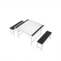 Ensemble de table et bancs pliants en alliage d'aluminium - Conception compacte pour pique-nique en plein air, barbecue, repas, utilisation portable, mobilier d'extérieur
