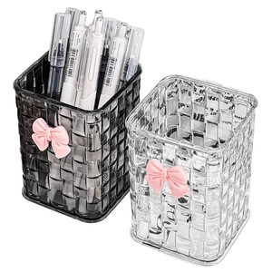 Boîte <span class=keywords><strong>de</strong></span> <span class=keywords><strong>rangement</strong></span> <span class=keywords><strong>de</strong></span> bureau <span class=keywords><strong>carrée</strong></span> transparente en plastique, style luxe léger et minimaliste, pour maquillage, stylos, crayons à sourcils, pinceaux, organisateur pour étudiants - Product Image 5
