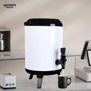 Commercial Stainless Steel Bubble Tea Heat Preservation Insulated Barrel 8L 10L 12L Milk Tea Bucket Water Or Hot Drink Dispenser