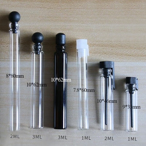 0,5 ml 1mL 2ml 3ml 5ml <span class=keywords><strong>Mini</strong></span> probador de Perfume botella de vidrio muestra transparente viales de vidrio de aceite esencial con cuentagotas de plástico negro - Product Image 4