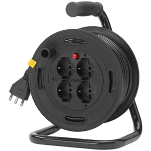Vimar 4-Outlet Cable Reel 15m 16A Power Strip <b>Extension</b> Cord With Handle And Stand - Product Image 1