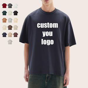 Camiseta lisa personalizada de alta calidad 100% algodón negra para hombre, camisetas al por mayor de 300 g/m², camisetas para hombre con impresión de logotipo. - Product Image 3