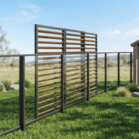 Balustrades de balcon en aluminium avec lattes en bois, design contemporain, fixation murale, résistantes à la rouille, panneaux en verre pour usage extérieur