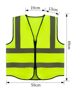 High Visibility Reflective Safety Vest With Pockets And Zipper Safety Vest Unisex Clothing Safety Reflective Vest