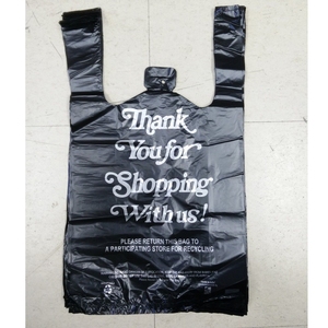 MU Wholesale Reusable PE Black Plastic Thank You T Shirt Shopping <b>Bag</b> for Retail Store - Product Image 4