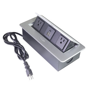 미국식 다기능 알루미늄 합금 팝업 데스크탑 소켓, 2개의 콘센트, 2개의 네트워크 포트, 18W USB 고속 충전 기능 포함 - Product Image 2