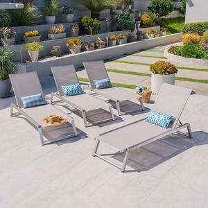 Lettino Prendisole Moderno da <span class=keywords><strong>Esterno</strong></span> in Alluminio Spazzolato con Rete Marrone, Ideale <span class=keywords><strong>per</strong></span> Giardino, Patio, Spiaggia e Terrazza - Il Più Venduto - Product Image 3