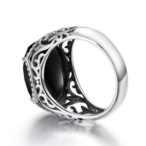 แหวนเงินแท้สไตล์วินเทจประดับพลอยออนิกซ์สีดำ 6 กรัม สำหรับผู้ชาย สไตล์เรโทร - Product Image 3