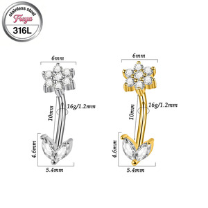 Joyería para Piercing de Ceja Freya 16G, Pendientes de Flor de Acero Inoxidable para Tragus y Rook para Mujer, Joyería para Piercing de Barra y Hélice, Anillos para Labios - Product Image 5