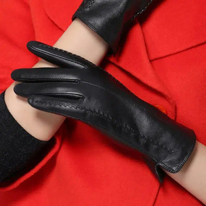 Women's Winter Leather <b>Gloves</b> Black Fleece Lined Touchscreen <b>Warm</b> Outdoor Cycling <b>Gloves</b> - Product Image 1