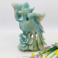 Sculpture animalière unique sculptures bleu ciel caraïbes calcite aigle cristal artisanat sculpté amazonite oiseaux pour la décoration