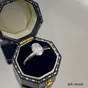 Cincin berlian pernikahan emas putih 18K potongan Oval berlian tumbuh janji pertunangan dan cincin ulang tahun untuk acara khusus - Product Image 3