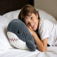 Grand oreiller en peluche requin rembourré en coton PP doux, décoration de lit mignonne, cadeau d'anniversaire, jouet pour soulager le stress et favoriser le sommeil