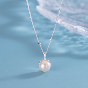 S925 Pure Silver Light Luxury Lace Aurora <b>Pearl</b> <b>Necklace</b> French Diamond Studded Tassel Temperament <b>Necklace</b> Y01313 Platinum <b>Gold</b> - Product Image 1