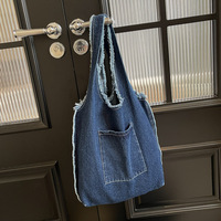 Sac bandoulière en jean grande capacité pour étudiante, sac à main en nylon pour l'université, sac à bandoulière pour fille