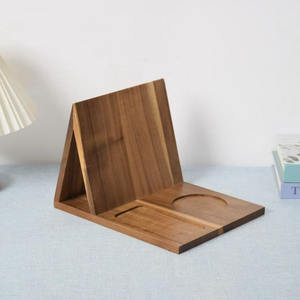 Support de lecture triangulaire en bois d'acacia avec porte-gobelet pour reposer la lecture - Product Image 1