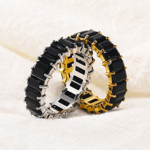 مجوهرات لمصممي العلامات التجارية الشهيرة الفاخرة خاتم زركون ملون من الفولاذ المقاوم للصدأ مطلي بالذهب عيار 18 - Product Image 6