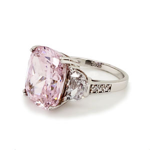 أعلى مستوى حجر كريم زركون لامعة خاتم cz في الفضة ماس وردي مجوهرات - Product Image 5