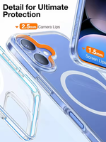 Étui magnétique pour iPhone 16 Pro, protection anti-chute de qualité militaire, coques fines transparentes, protection anti-jaunissement, protection de l'appareil photo, compatible avec la charge sans fil