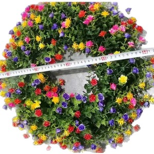 พวงมาลัยดอกไม้สีรุ้งฤดูใบไม้ผลิ พวงมาลัยตกแต่งเทศกาลดอกไม้ฤดูใบไม้ผลิ พวงมาลัยยูคาลิปตัสสำหรับแขวนประตู - Product Image 2