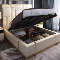 Modernes Neues Design Luxus-Lederbett mit Liftfunktion, Stauraum und Verstellbarkeit, wahlweise als Doppel- oder Einzelbett