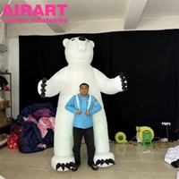Mascotte gonflable d'extérieur pour défilé de carnaval, ours blanc, costume d'ours polaire mignon gonflable avec lumières LED