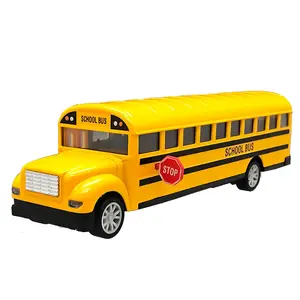 Mainan Bus Sekolah untuk Balita, 8.5 Inci Die Cast Mobil Tarik Kembali Kendaraan Bermain Bus Kuning dengan Mekanisme Tarik Kembali dan Pintu Terbuka
